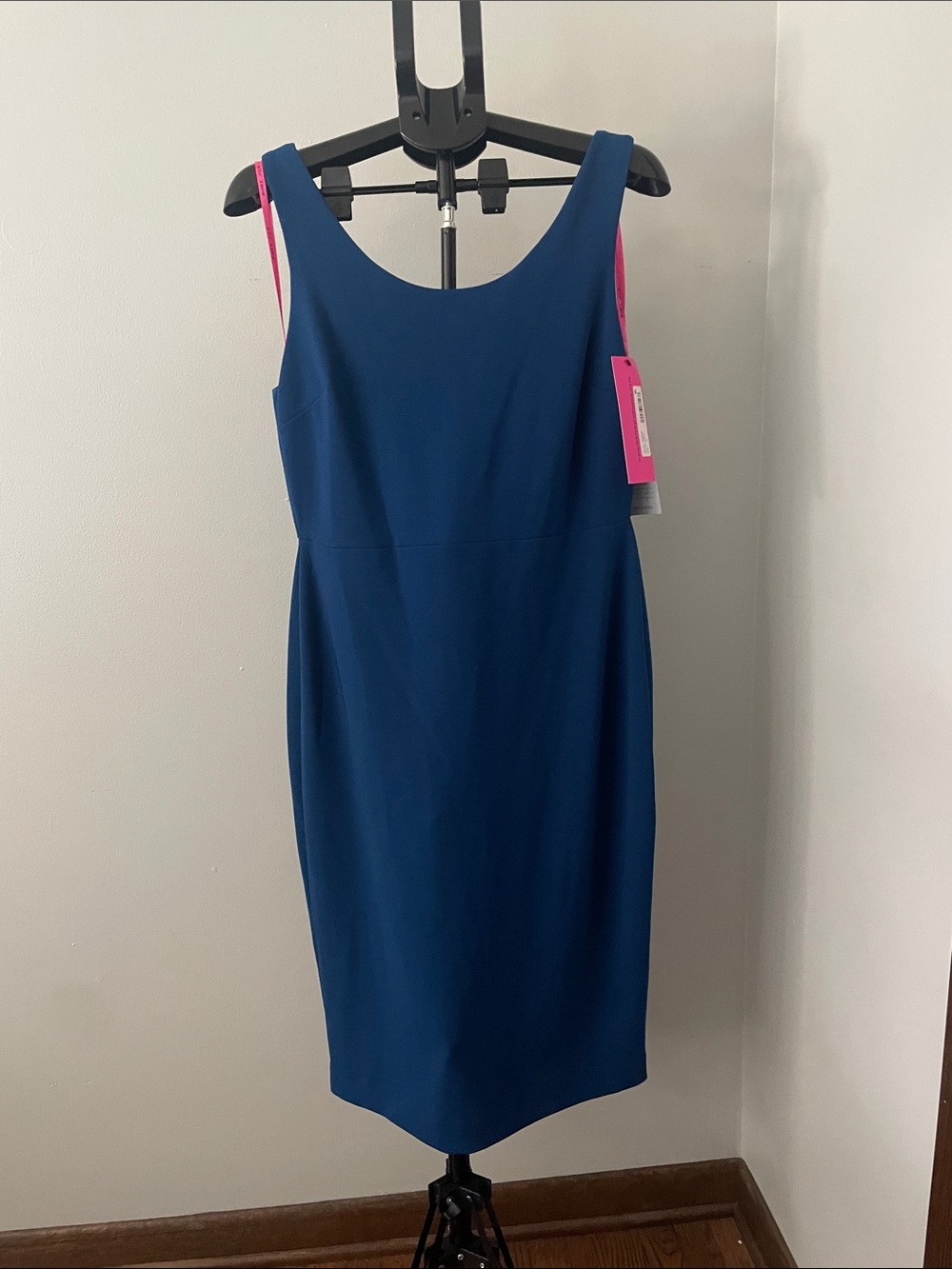 Betsey Johnson Blue Midi Sheath Dress with Pink Accent